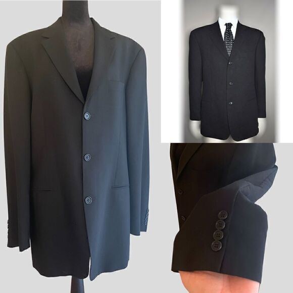 HUGO BOSS Black Wool Einstein Blazer 40L - Picture 1 of 12